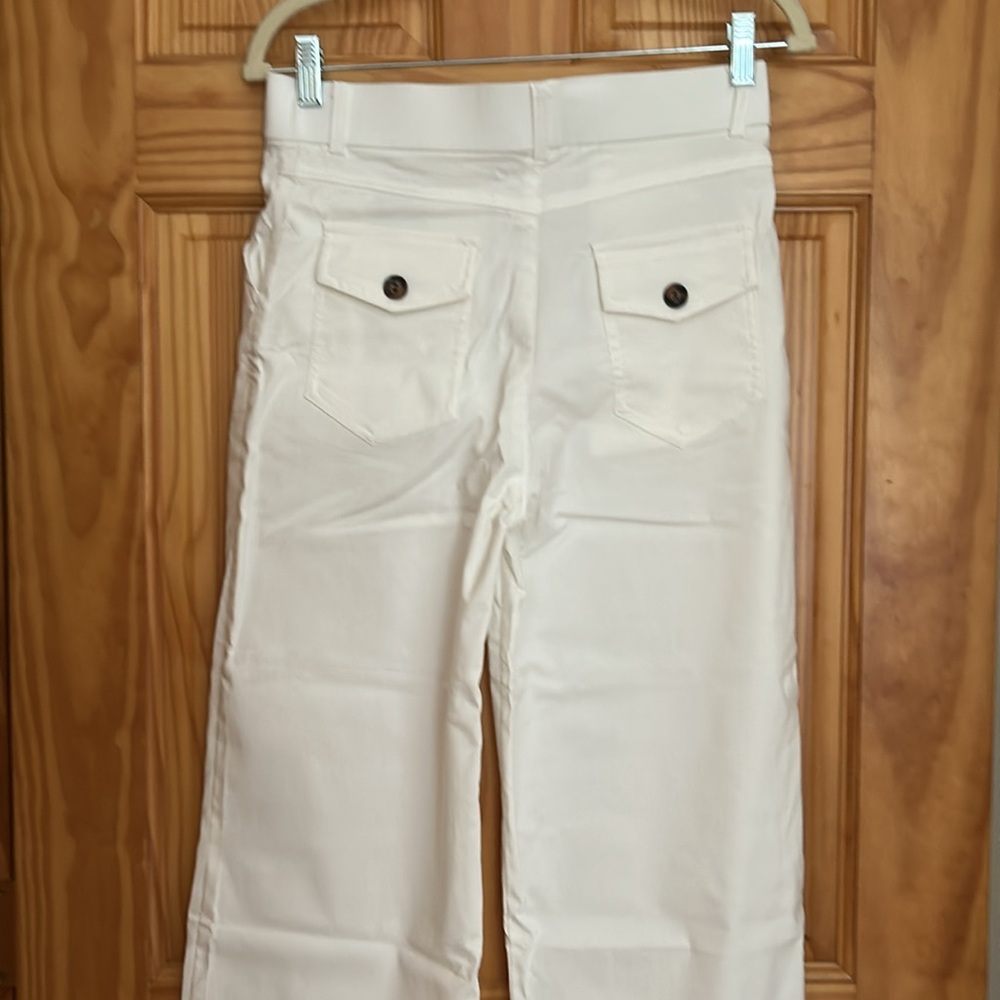 White wide leg ankle pant, size M NWT